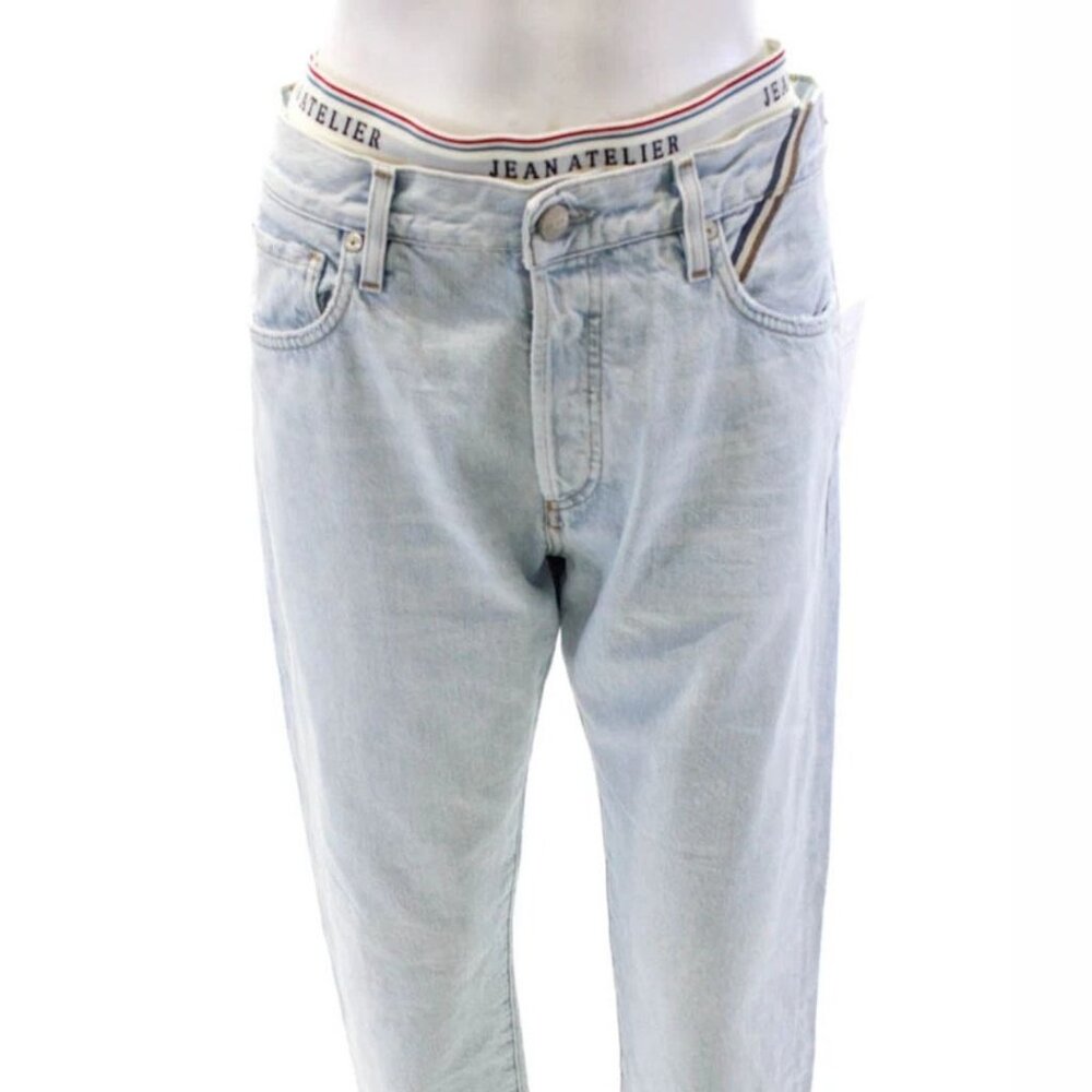 Jean Atelier Brief Pants Jeans Womens Size 28 Straight Leg Mid Rise Light Wash